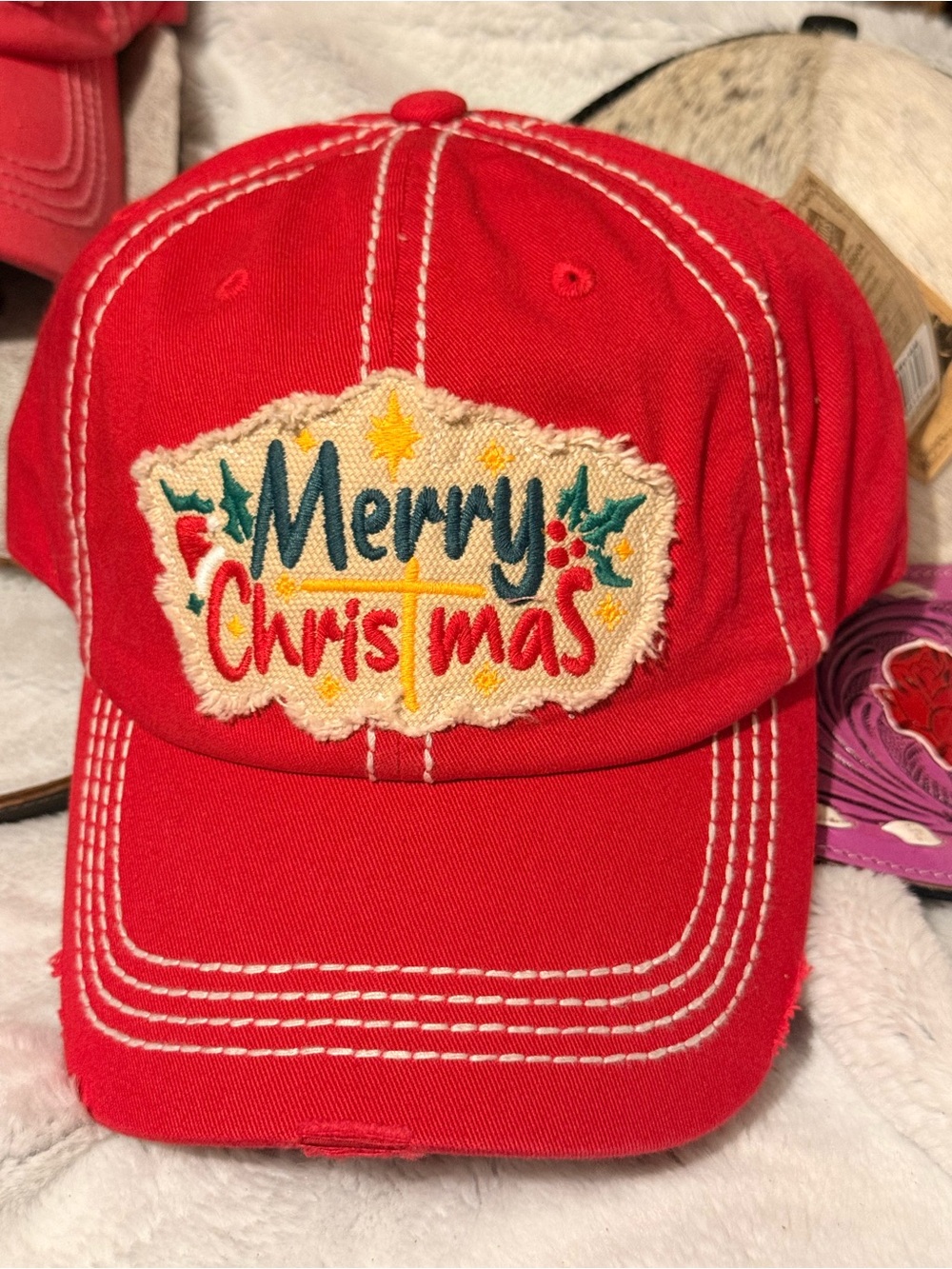 Merry Christmas Red Holiday Cap